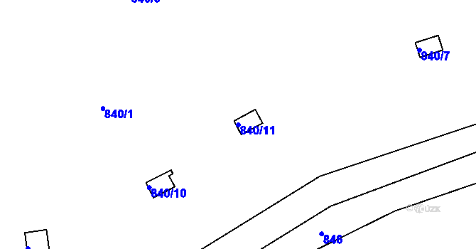 Parcela st. 840/11 v KÚ Pohořelice u Napajedel, Katastrální mapa