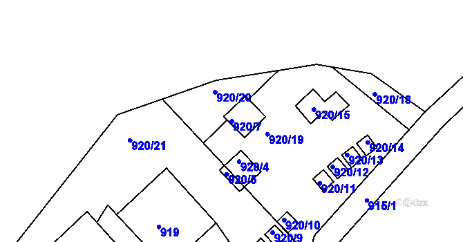 Parcela st. 920/7 v KÚ Pohořelice u Napajedel, Katastrální mapa