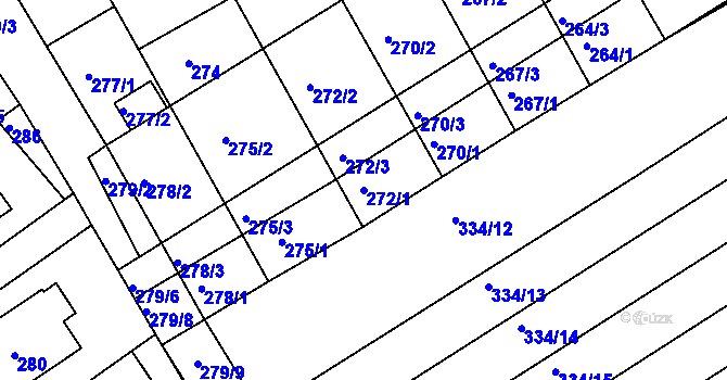 Parcela st. 272/1 v KÚ Pohořelice u Napajedel, Katastrální mapa