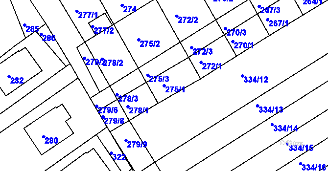 Parcela st. 275/1 v KÚ Pohořelice u Napajedel, Katastrální mapa