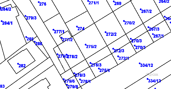 Parcela st. 275/2 v KÚ Pohořelice u Napajedel, Katastrální mapa