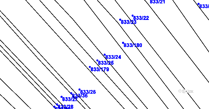 Parcela st. 833/24 v KÚ Pohořelice u Napajedel, Katastrální mapa