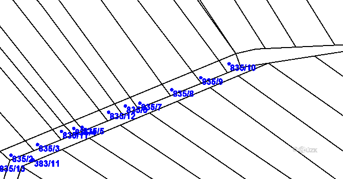 Parcela st. 835/8 v KÚ Pohořelice u Napajedel, Katastrální mapa