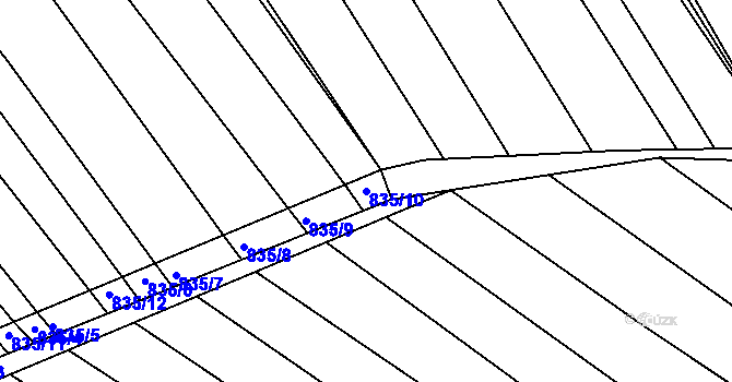Parcela st. 835/10 v KÚ Pohořelice u Napajedel, Katastrální mapa