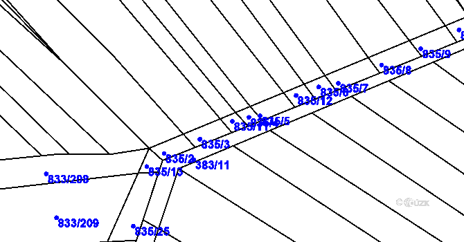 Parcela st. 835/11 v KÚ Pohořelice u Napajedel, Katastrální mapa