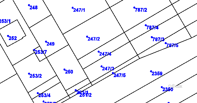 Parcela st. 247/4 v KÚ Pohořelice u Napajedel, Katastrální mapa