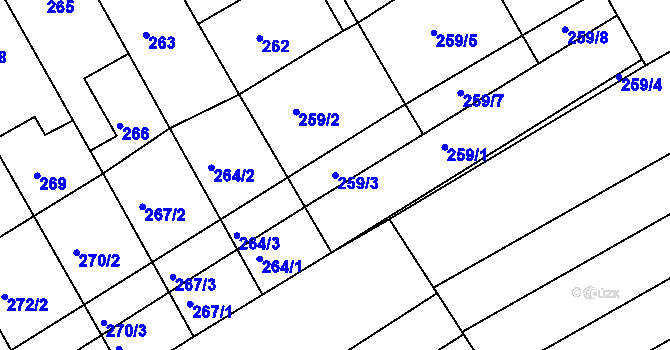 Parcela st. 259/3 v KÚ Pohořelice u Napajedel, Katastrální mapa