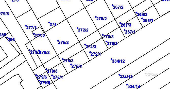 Parcela st. 272/3 v KÚ Pohořelice u Napajedel, Katastrální mapa