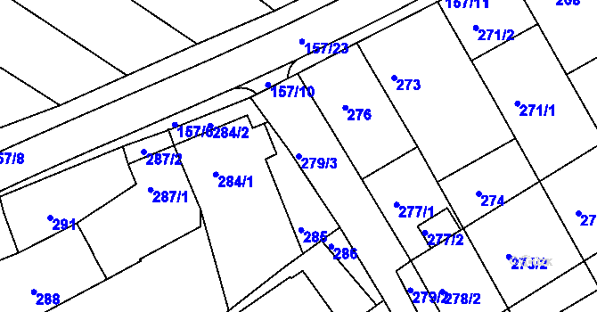 Parcela st. 279/3 v KÚ Pohořelice u Napajedel, Katastrální mapa