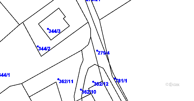 Parcela st. 279/4 v KÚ Pohořelice u Napajedel, Katastrální mapa