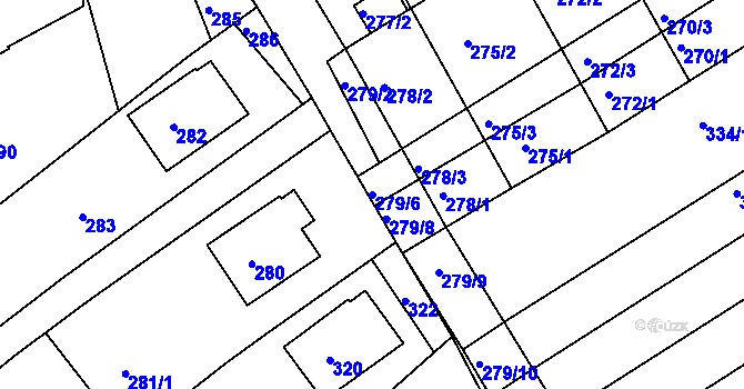 Parcela st. 279/6 v KÚ Pohořelice u Napajedel, Katastrální mapa