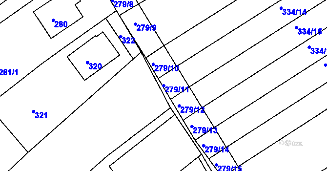 Parcela st. 279/11 v KÚ Pohořelice u Napajedel, Katastrální mapa