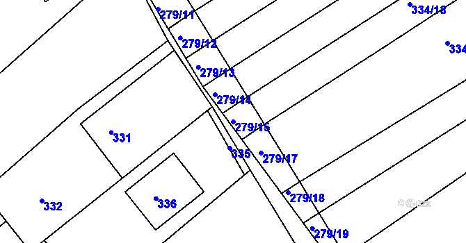Parcela st. 279/15 v KÚ Pohořelice u Napajedel, Katastrální mapa