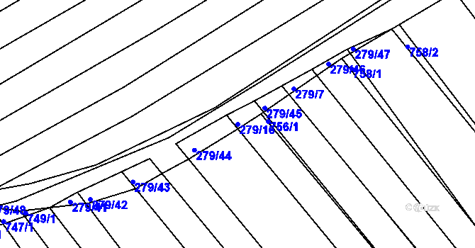 Parcela st. 279/16 v KÚ Pohořelice u Napajedel, Katastrální mapa