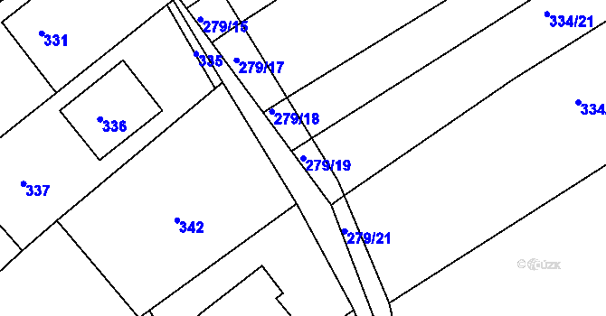 Parcela st. 279/19 v KÚ Pohořelice u Napajedel, Katastrální mapa
