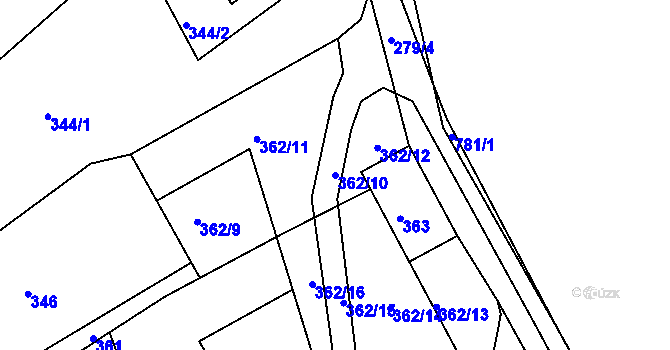 Parcela st. 362/10 v KÚ Pohořelice u Napajedel, Katastrální mapa