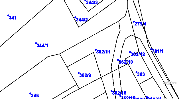 Parcela st. 362/11 v KÚ Pohořelice u Napajedel, Katastrální mapa