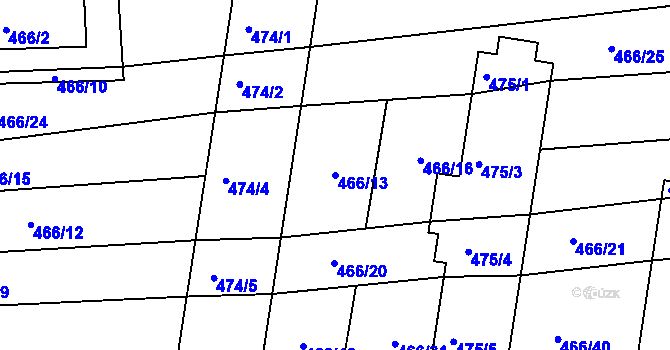 Parcela st. 466/13 v KÚ Pohořelice u Napajedel, Katastrální mapa