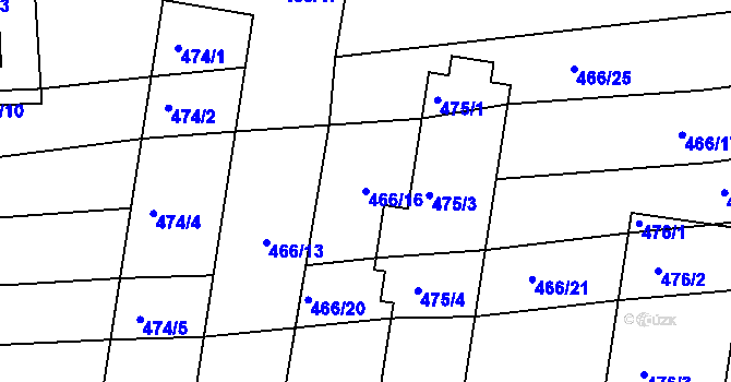 Parcela st. 466/16 v KÚ Pohořelice u Napajedel, Katastrální mapa
