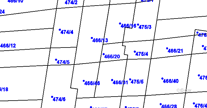 Parcela st. 466/20 v KÚ Pohořelice u Napajedel, Katastrální mapa