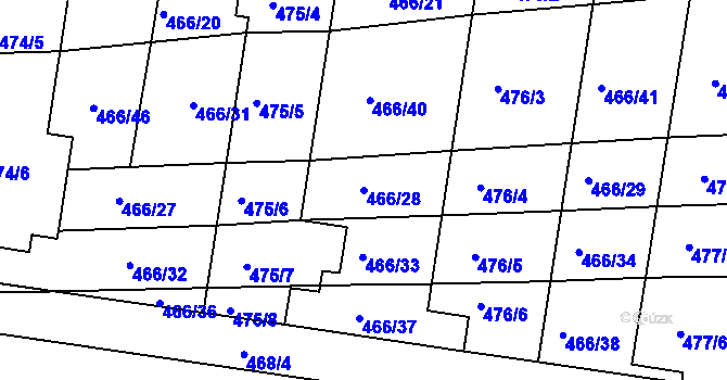Parcela st. 466/28 v KÚ Pohořelice u Napajedel, Katastrální mapa