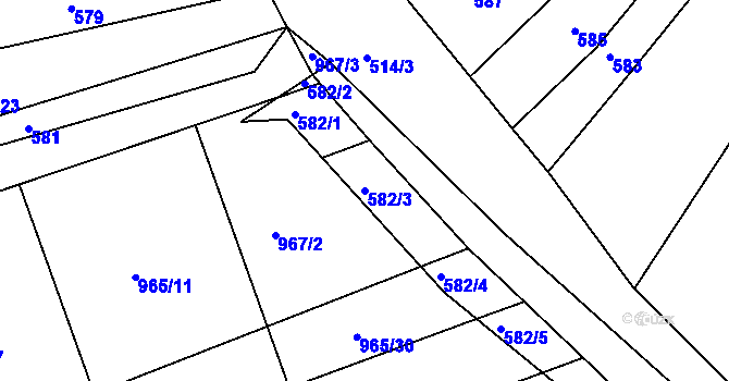 Parcela st. 582/3 v KÚ Pohořelice u Napajedel, Katastrální mapa