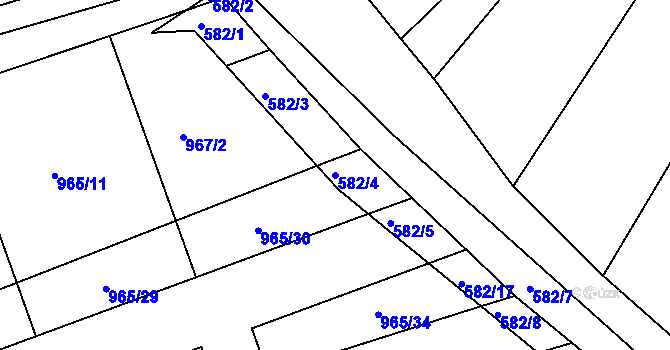 Parcela st. 582/4 v KÚ Pohořelice u Napajedel, Katastrální mapa
