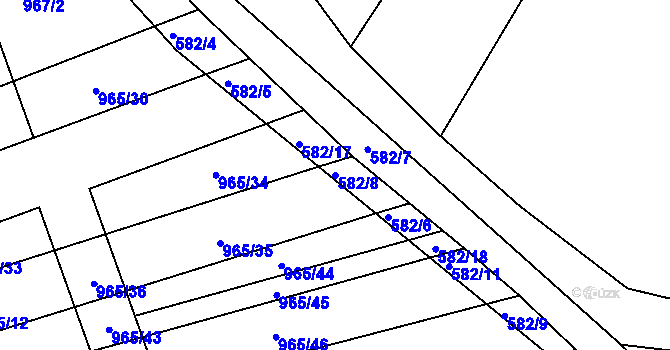 Parcela st. 582/8 v KÚ Pohořelice u Napajedel, Katastrální mapa