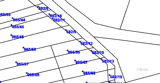 Parcela st. 582/12 v KÚ Pohořelice u Napajedel, Katastrální mapa