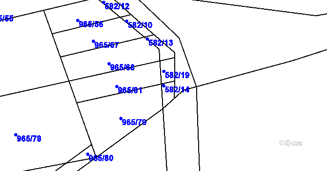 Parcela st. 582/14 v KÚ Pohořelice u Napajedel, Katastrální mapa