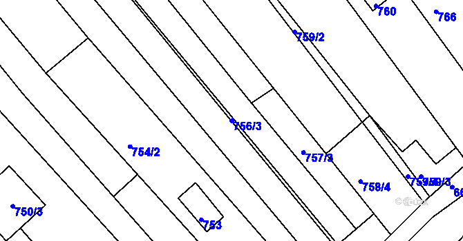 Parcela st. 756/3 v KÚ Pohořelice u Napajedel, Katastrální mapa