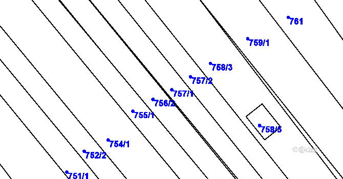 Parcela st. 757/1 v KÚ Pohořelice u Napajedel, Katastrální mapa