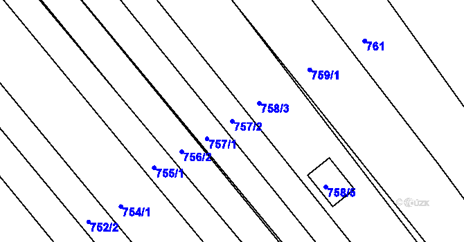 Parcela st. 757/2 v KÚ Pohořelice u Napajedel, Katastrální mapa