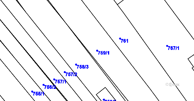 Parcela st. 759/1 v KÚ Pohořelice u Napajedel, Katastrální mapa