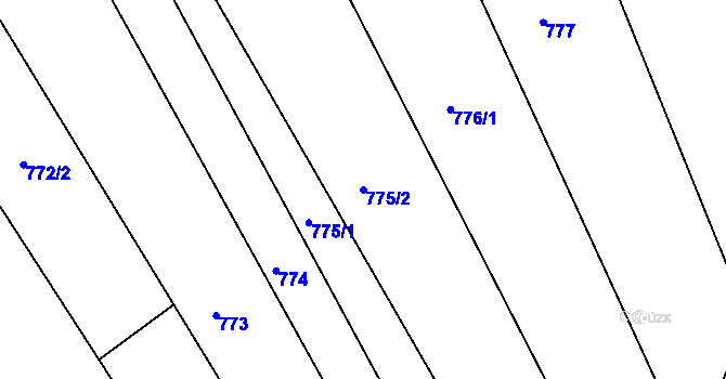 Parcela st. 775/2 v KÚ Pohořelice u Napajedel, Katastrální mapa