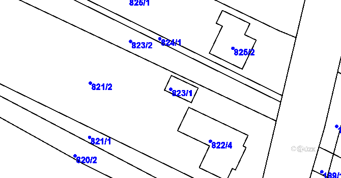 Parcela st. 823/1 v KÚ Pohořelice u Napajedel, Katastrální mapa