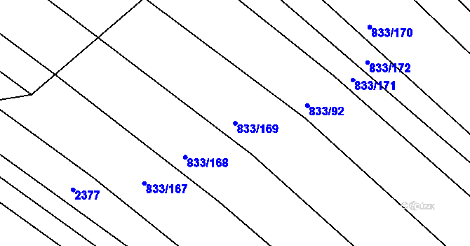 Parcela st. 833/169 v KÚ Pohořelice u Napajedel, Katastrální mapa