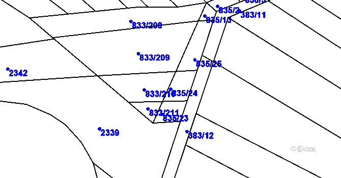 Parcela st. 835/24 v KÚ Pohořelice u Napajedel, Katastrální mapa