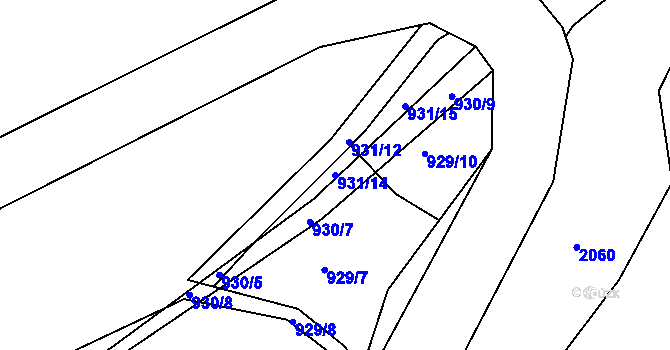 Parcela st. 931/14 v KÚ Pohořelice u Napajedel, Katastrální mapa