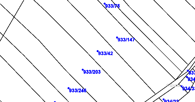 Parcela st. 933/42 v KÚ Pohořelice u Napajedel, Katastrální mapa
