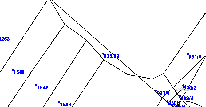 Parcela st. 933/62 v KÚ Pohořelice u Napajedel, Katastrální mapa