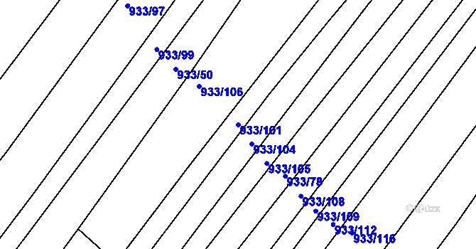 Parcela st. 933/101 v KÚ Pohořelice u Napajedel, Katastrální mapa