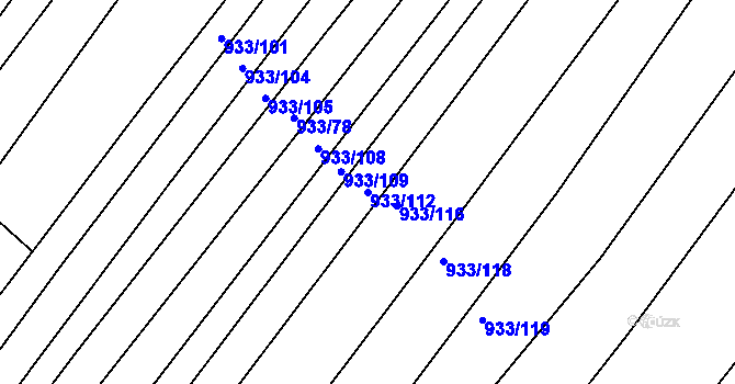Parcela st. 933/112 v KÚ Pohořelice u Napajedel, Katastrální mapa