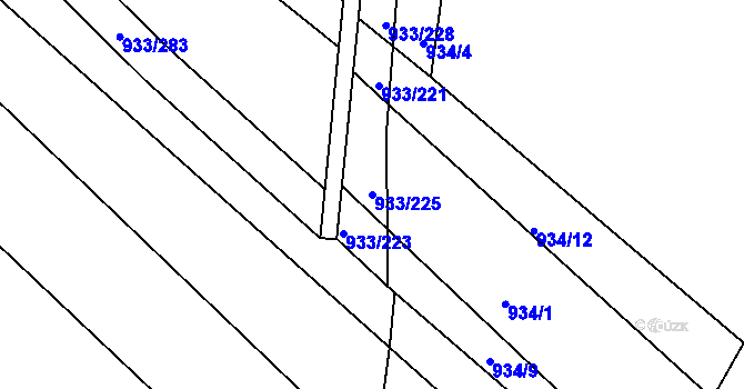 Parcela st. 933/225 v KÚ Pohořelice u Napajedel, Katastrální mapa