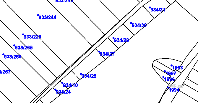 Parcela st. 934/27 v KÚ Pohořelice u Napajedel, Katastrální mapa