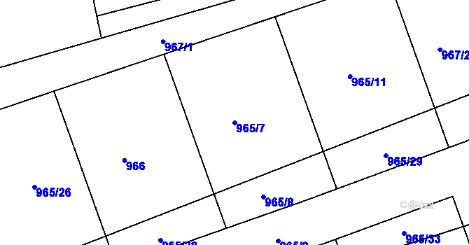 Parcela st. 965/7 v KÚ Pohořelice u Napajedel, Katastrální mapa
