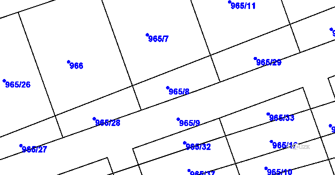 Parcela st. 965/8 v KÚ Pohořelice u Napajedel, Katastrální mapa