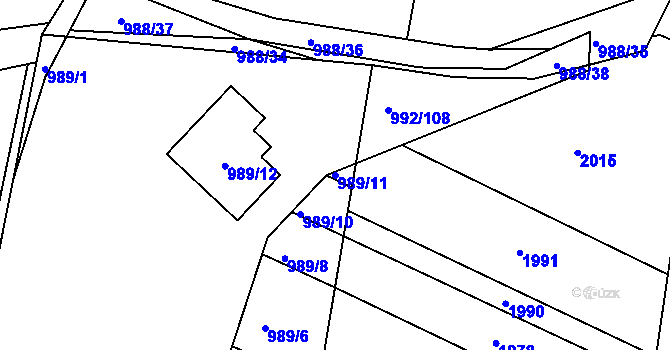 Parcela st. 989/11 v KÚ Pohořelice u Napajedel, Katastrální mapa