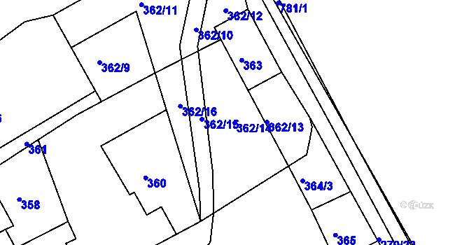 Parcela st. 362/14 v KÚ Pohořelice u Napajedel, Katastrální mapa