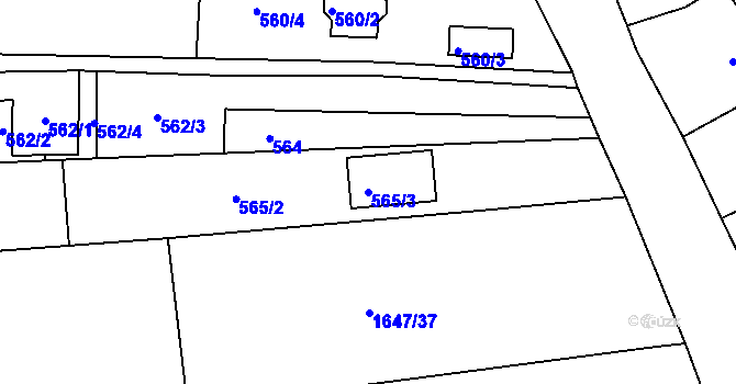 Parcela st. 565/3 v KÚ Pohořelice u Napajedel, Katastrální mapa